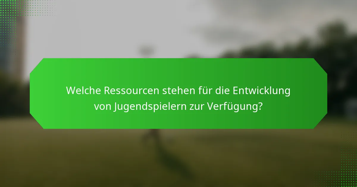 Welche Ressourcen stehen für die Entwicklung von Jugendspielern zur Verfügung?